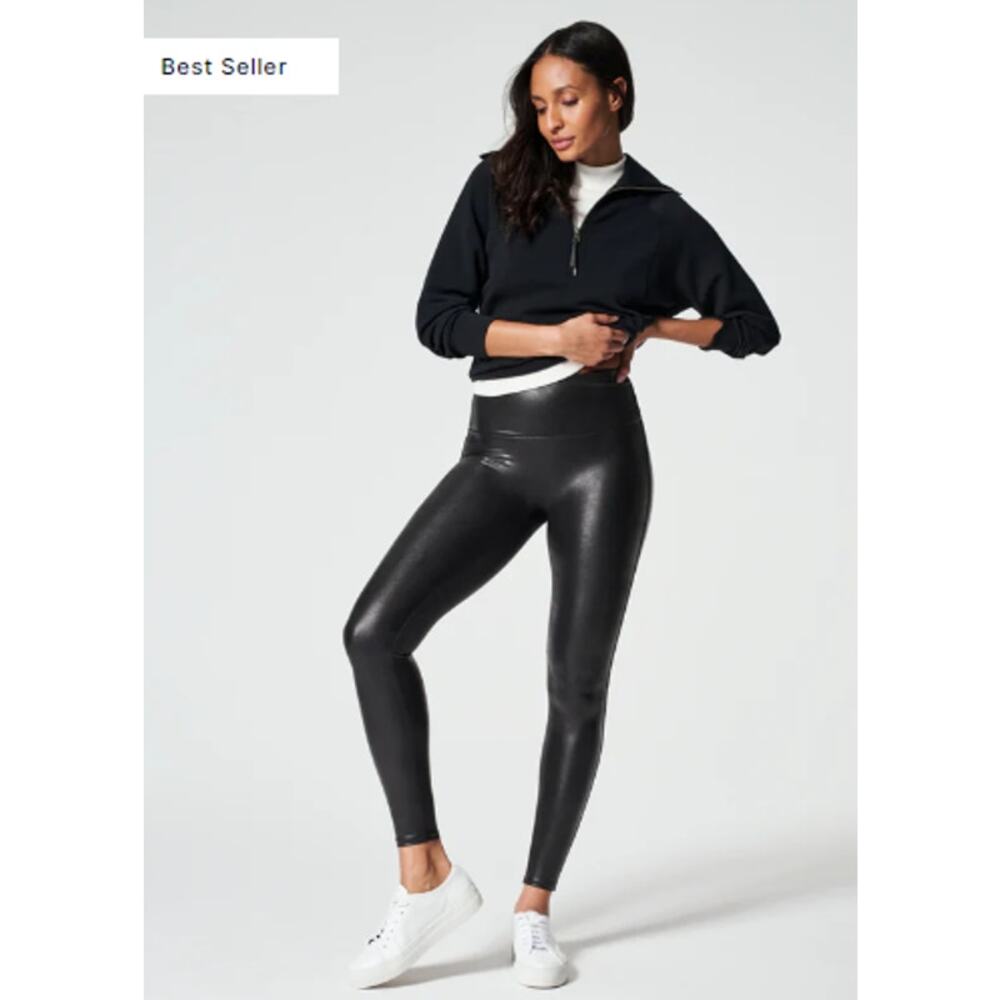 SPANX Black High-Waisted Faux Leather Leggings